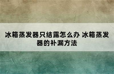 冰箱蒸发器只结露怎么办 冰箱蒸发器的补漏方法